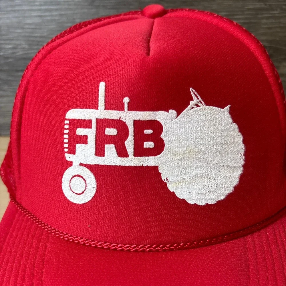 Vintage FRB Hat Cap Snapback‎ Red Trucker Tractor Farming Adjustable